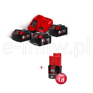 Zestaw akumulatorów 3 x M18 B5 5,0Ah + ładowarka M 4933451423