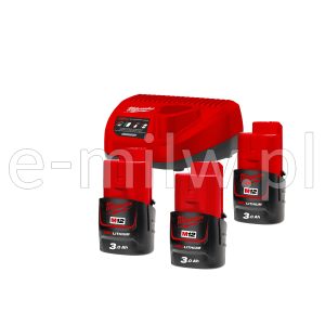 Zestaw akumulatorów 3 x M12 B3 3,0Ah + ładowarka 4933459207