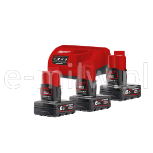 Zestaw akumulatorów 3 x M12 B6 6,0Ah + ładowarka 4933459208