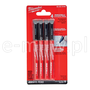 Markery INKZALL cienkopisy czarne 4szt. Milwaukee 48223164