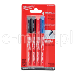 Markery INKZALL cienkopisy kolorowe 4szt. Milwauke 48223165