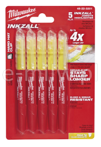 Markery INKZALL żółte 5szt. Milwaukee 48223201