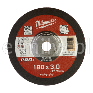 Tarcza do cięcia metalu 180x3.0mm PRO+wypukła Milw 4932451497