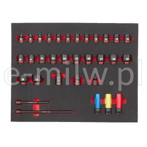 Wkładka piankowa z nasadkami 1/2" 32 szt. 4932493392