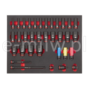 Wkładka piankowa z nasadkami długimi 1/2" 34 szt. 4932493394